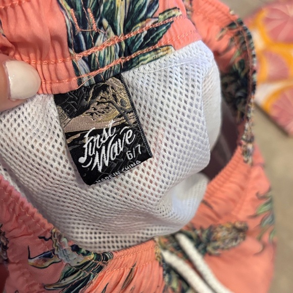 First Wave Kids Swim Trunks - Pink and Orange - Picture 3 of 5